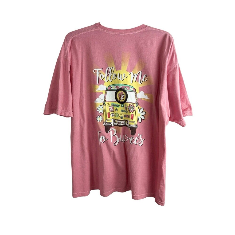 Bucees Womens Shirt Adult Size 3XL Pink VW Bus Follow me to Bucees Short Sleeve
